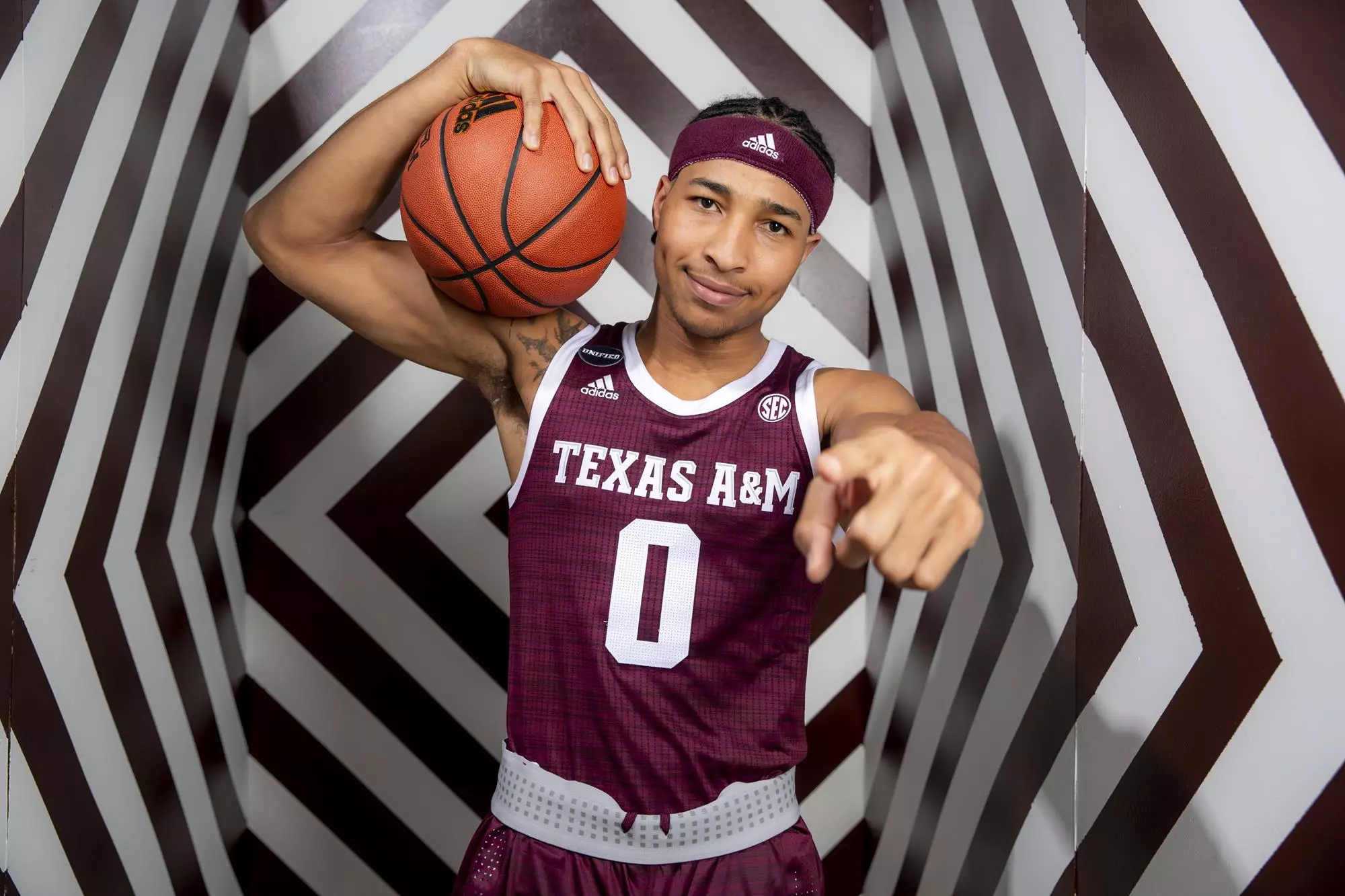 COLLEGE STATION, TX - July 14, 2021 - #0 Aaron Cash of the Texas A&M Aggies during Men’s Basketball Photo Day in College Station, TX. Photo By Craig Bisacre/Texas A&M Athletics
