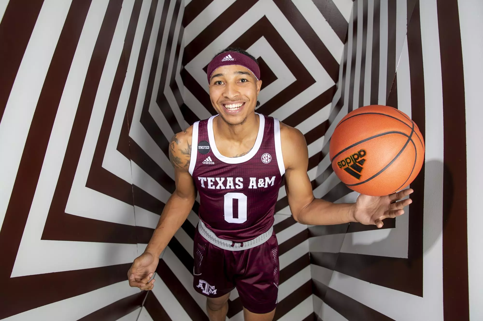 COLLEGE STATION, TX - July 14, 2021 - #0 Aaron Cash of the Texas A&M Aggies during Men’s Basketball Photo Day in College Station, TX. Photo By Craig Bisacre/Texas A&M Athletics
