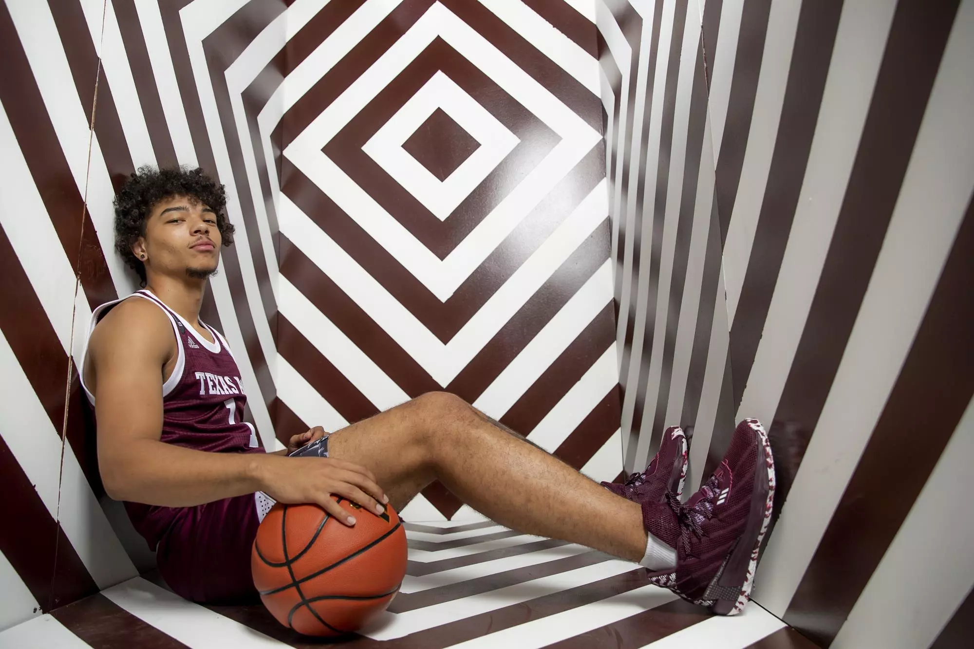 COLLEGE STATION, TX - July 14, 2021 - #1 Marcus Williams of the Texas A&M Aggies during Men’s Basketball Photo Day in College Station, TX. Photo By Craig Bisacre/Texas A&M Athletics