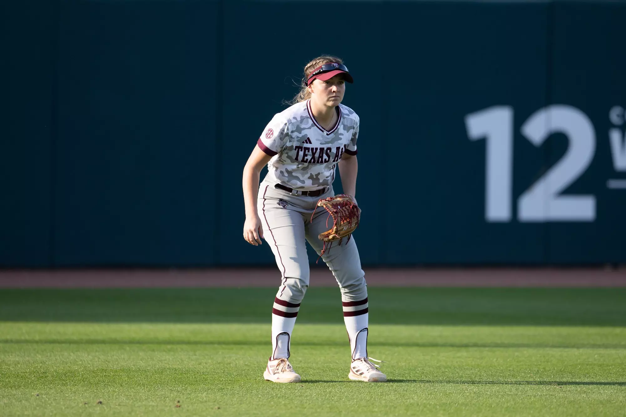 COLLEGE STATION, TX - April 12, 2023 - Outfielder Paige Lott #7 of Texas A&M Aggies during the game between the Louisiana Ragin' Cajuns and the Texas A&M Aggies at Davis Diamond in College Station, TX. Photo By Evan Pilat/Texas A&M Athletics