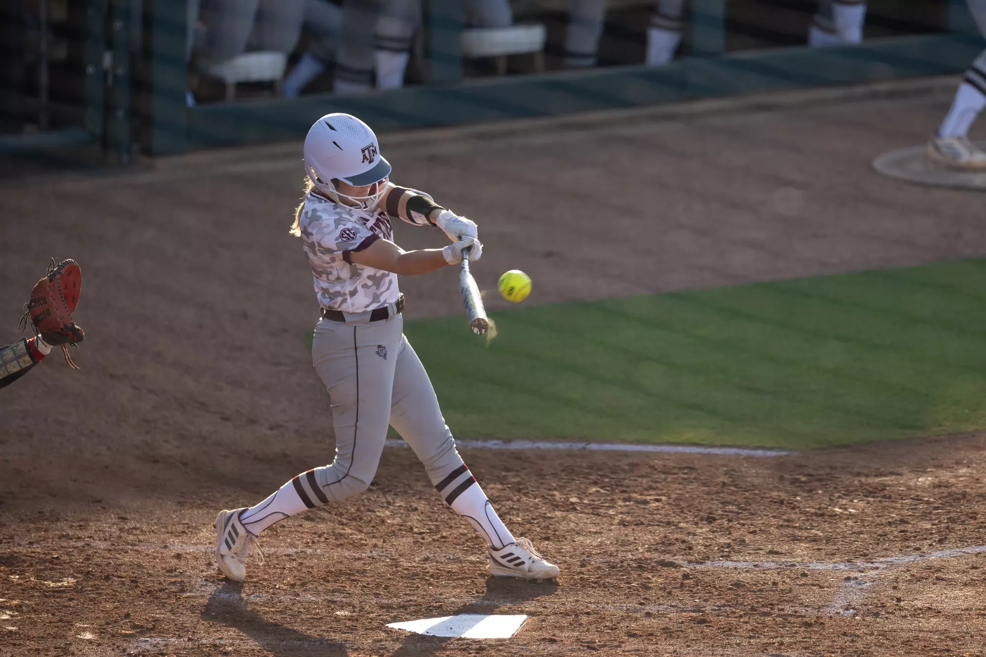COLLEGE STATION, TX - April 12, 2023 - Outfielder Paige Lott #7 of Texas A&M Aggies during the game between the Louisiana Ragin' Cajuns and the Texas A&M Aggies at Davis Diamond in College Station, TX. Photo By Evan Pilat/Texas A&M Athletics