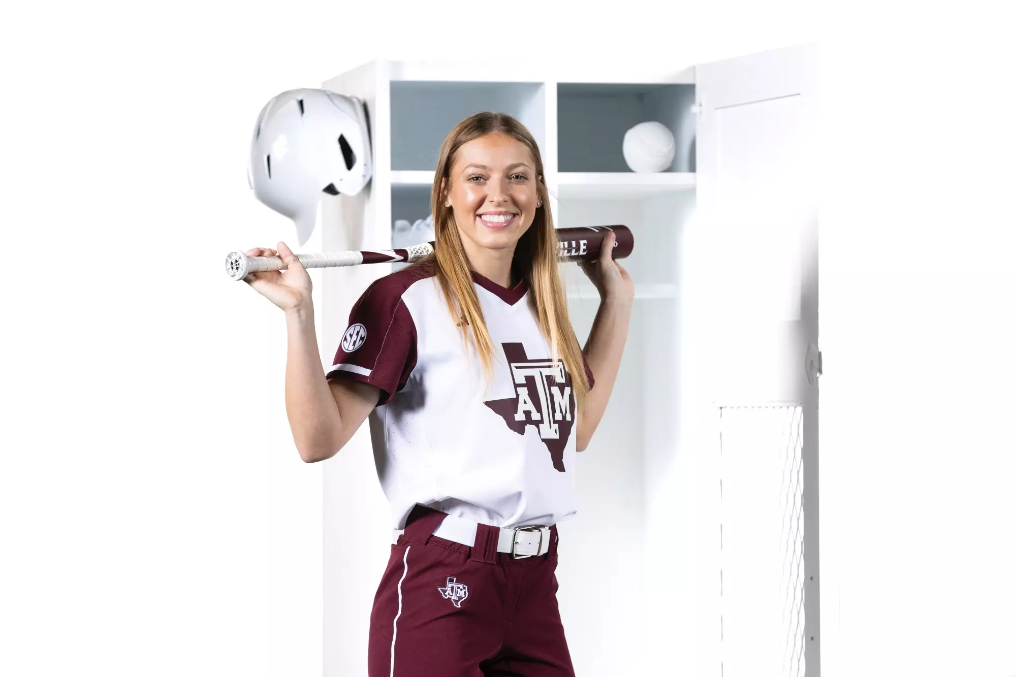 COLLEGE STATION, TX - January 09, 2024 - Hailey Golden #9 of the Texas A&M Aggies during Texas A&M Aggies Softball photo day in College Station, TX. Photo By Evan Pilat/Texas A&M Athletics