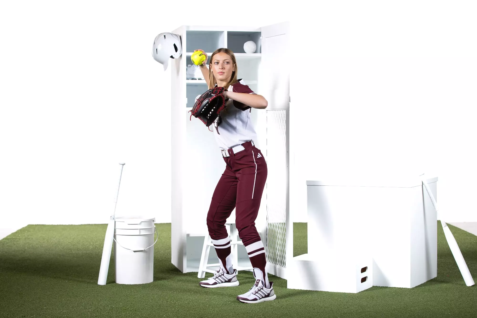 COLLEGE STATION, TX - January 09, 2024 - Hailey Golden #9 of the Texas A&M Aggies during Texas A&M Aggies Softball photo day in College Station, TX. Photo By Evan Pilat/Texas A&M Athletics