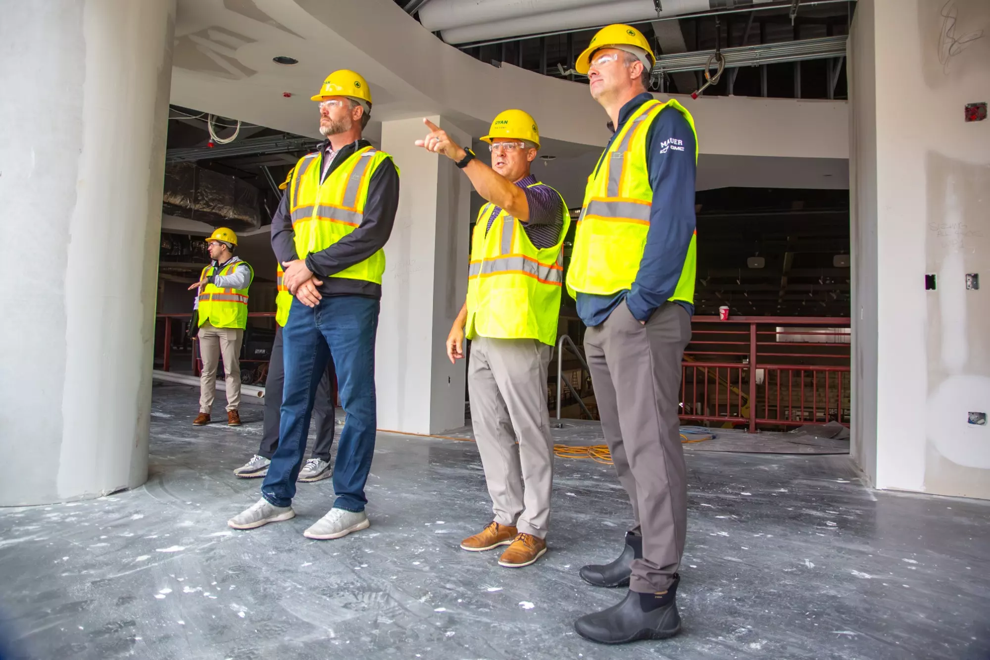 Mauer Auto Group, including Mauer Brothers Joe, Jake and Billy, pick their seats at Lee & Penny Anderson Arena.