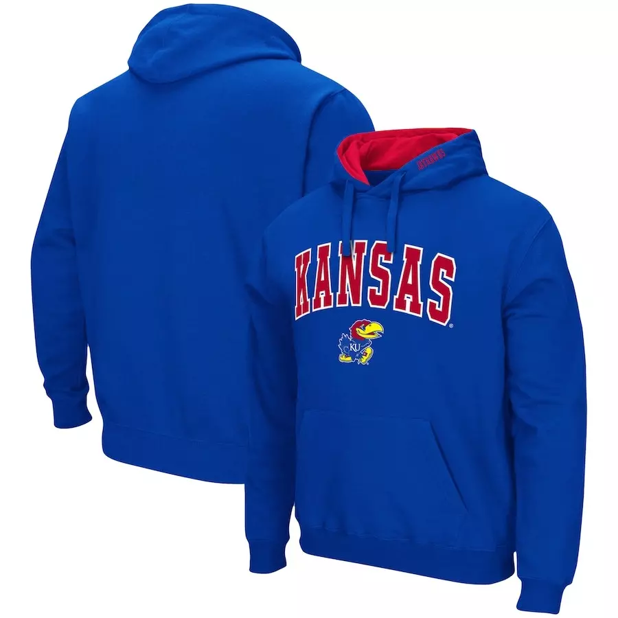 Colosseum Royal Kansas Jayhawks Arch & Logo 3.0 Pullover Hoodie