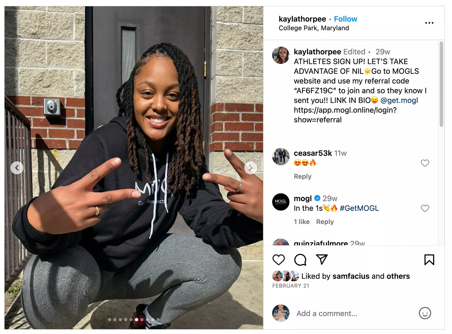 Kayla Thorpe MOGUL NIL Partnership