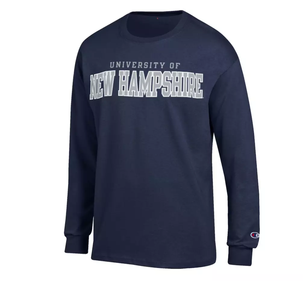 Image of Men's Champion navy New Hampshire Wildcats LS Replen Tee