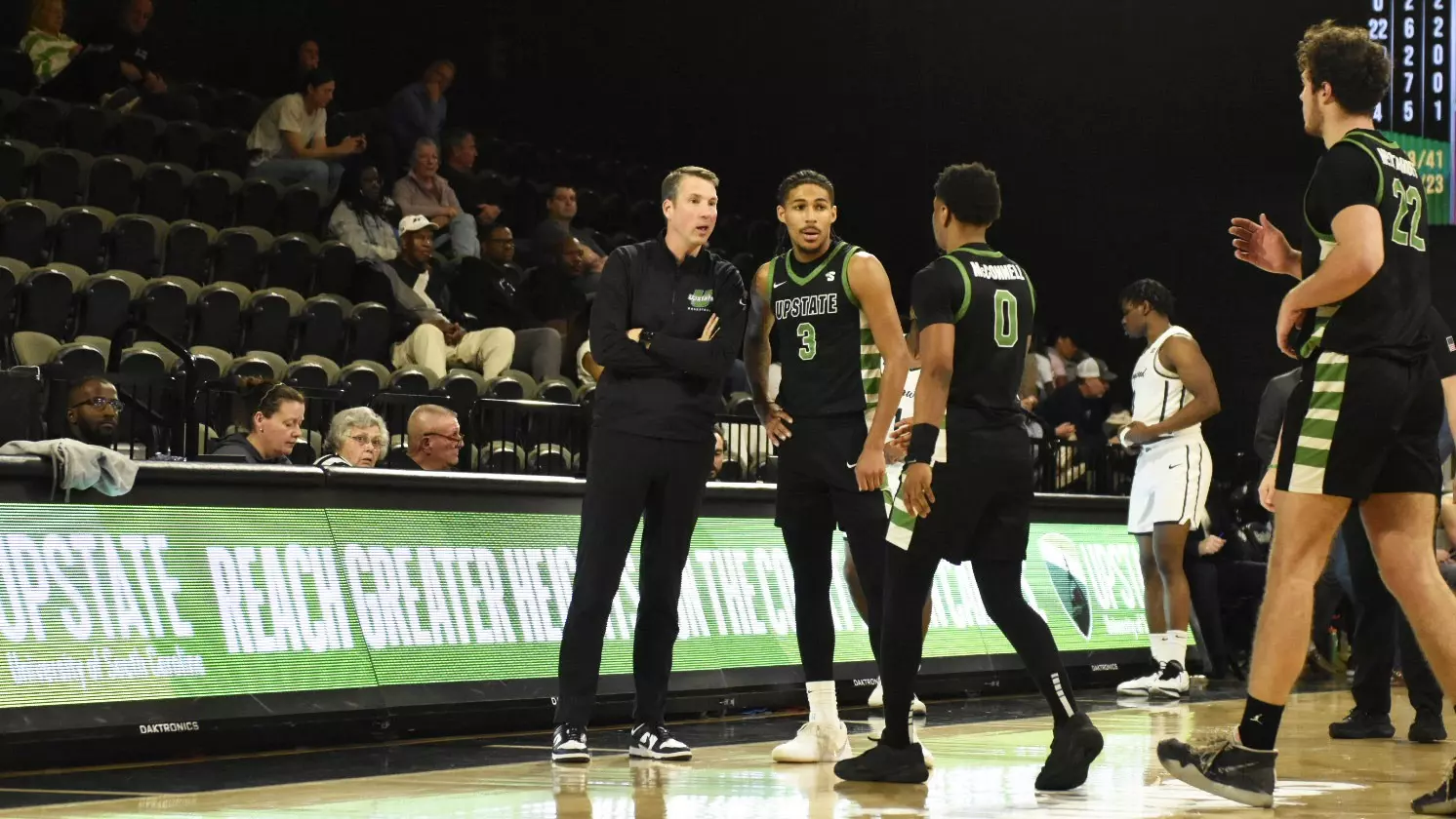 Men's Basketball with Marty Richter during a stoppage of play