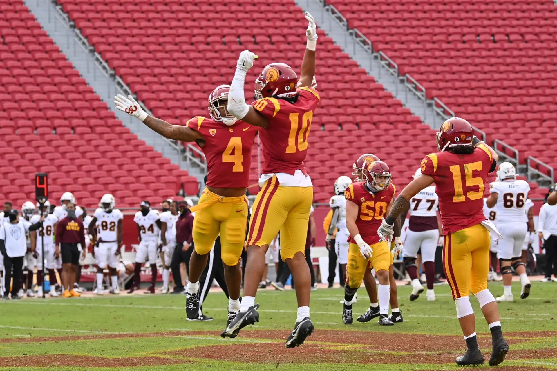 Max Williams and Ralen Goforth celebrate after their win over ASU