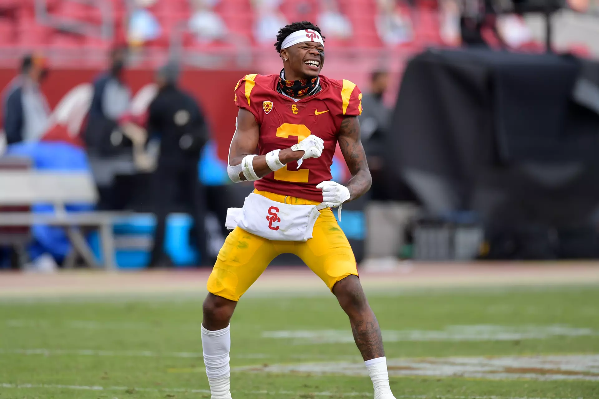 Olaijah Griffin celebrating USC's win over ASU