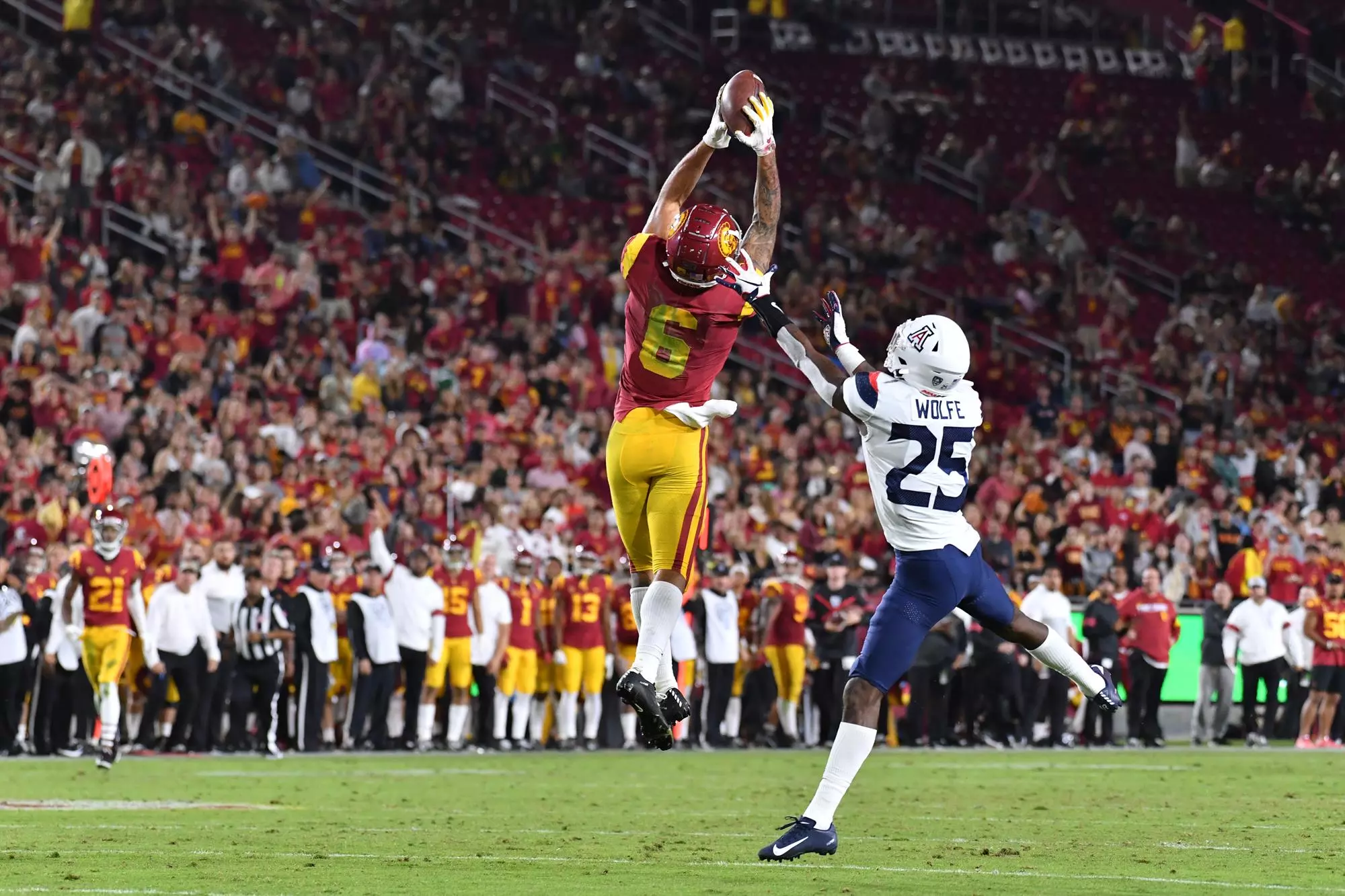 Michael Pittman goes up for a ball against Arizona