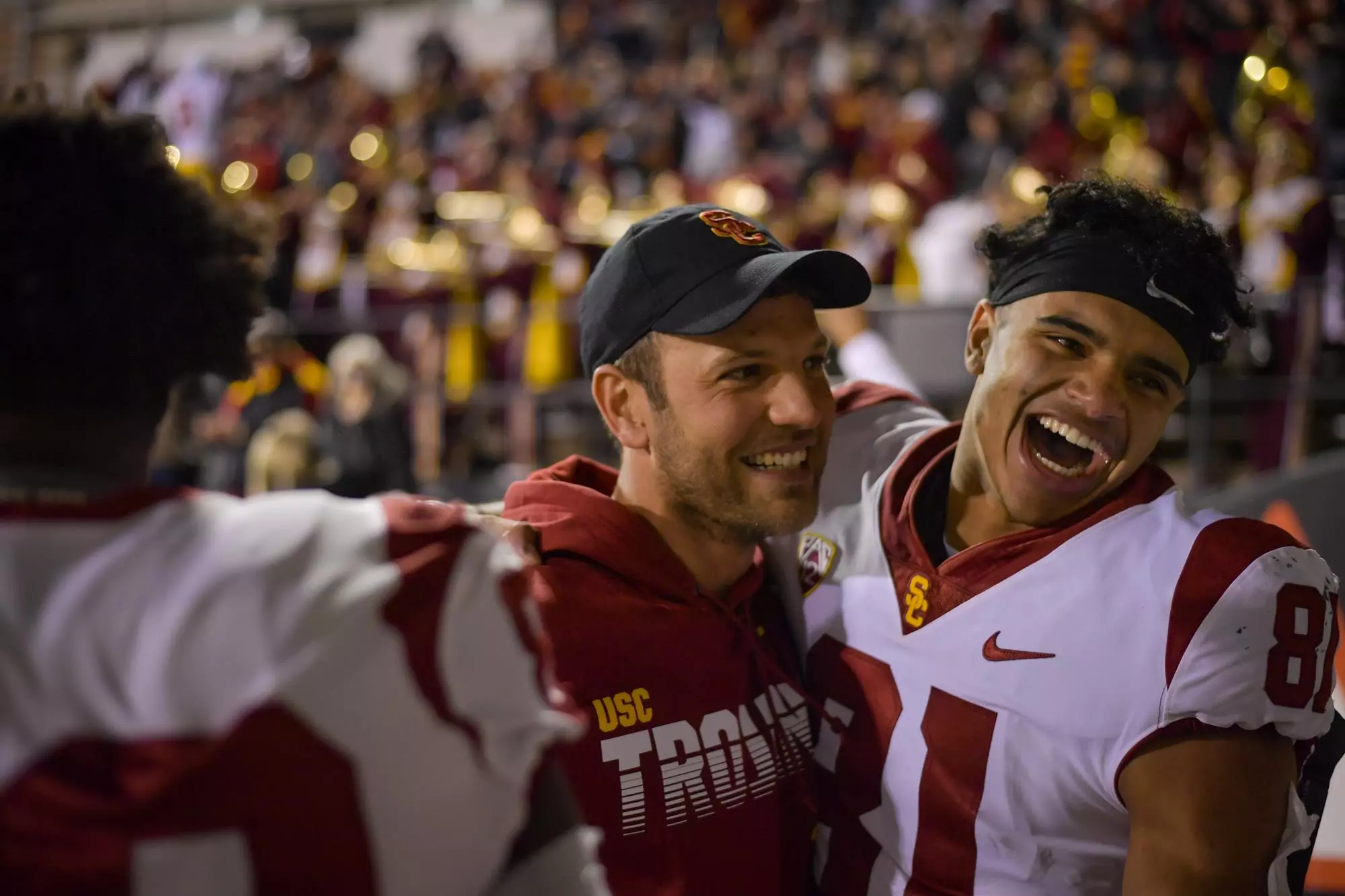Graham Harrell celebrates with Kyle Ford