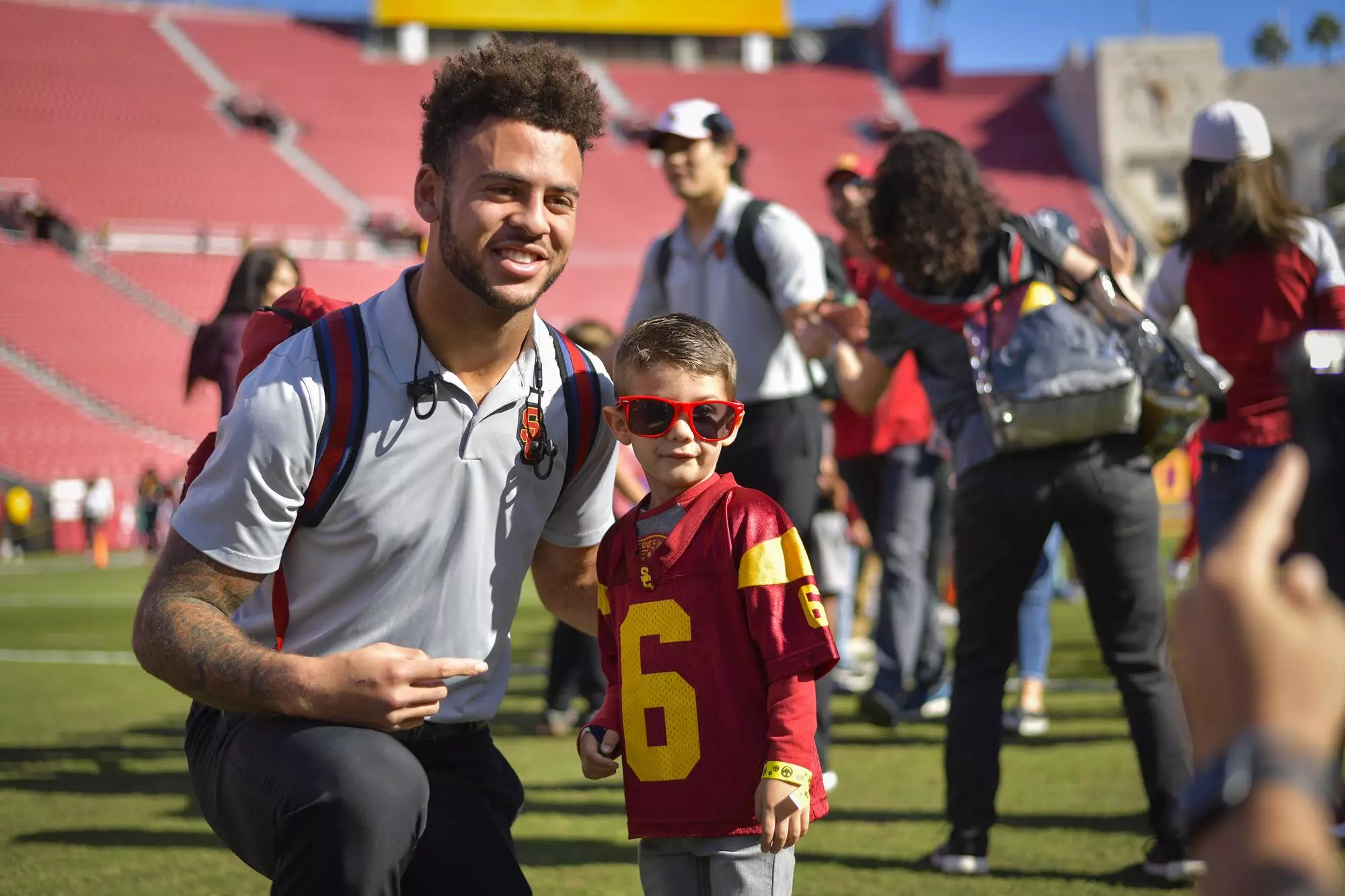 Michael Pittman Jr. with Caleb, a young fan