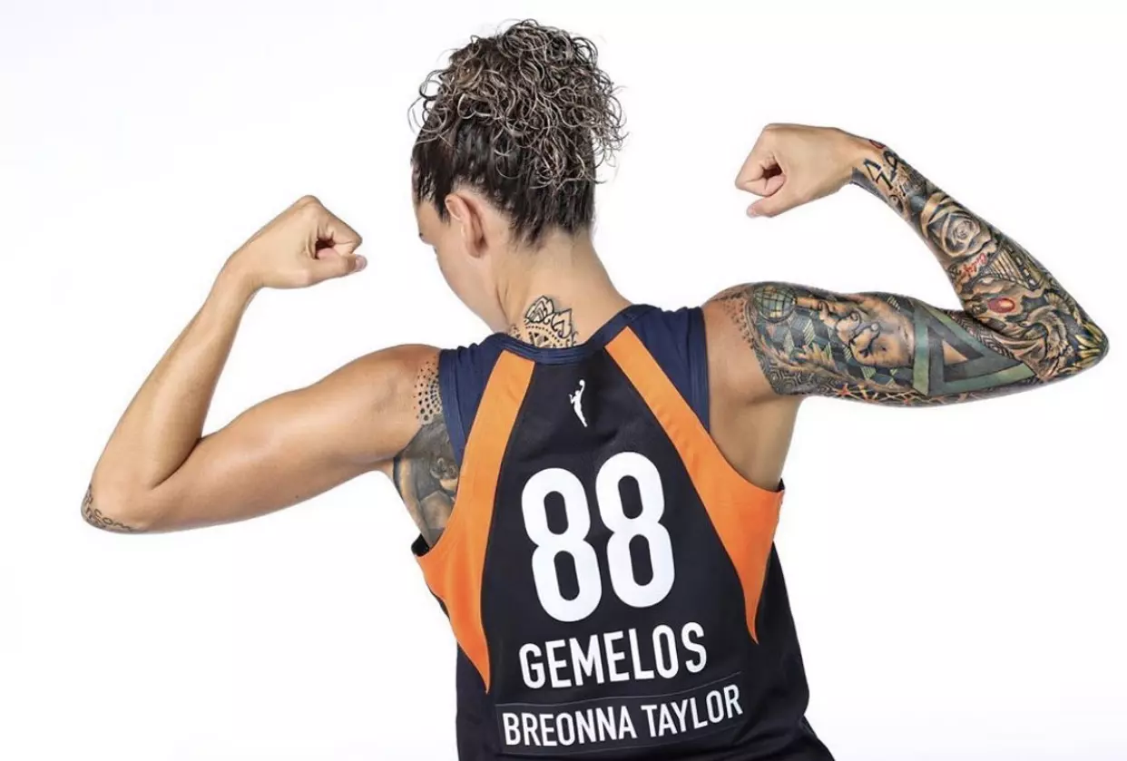 Jacki Gemelos with Breonna Taylor's name on back of jersey