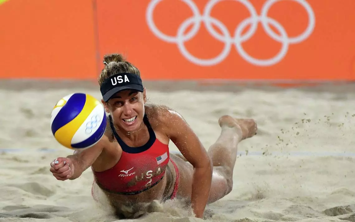 April Ross diving for ball