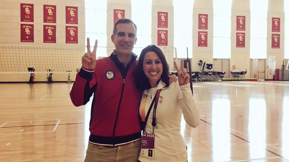 Janet Evans at USC with Mayor Eric Garcetti
