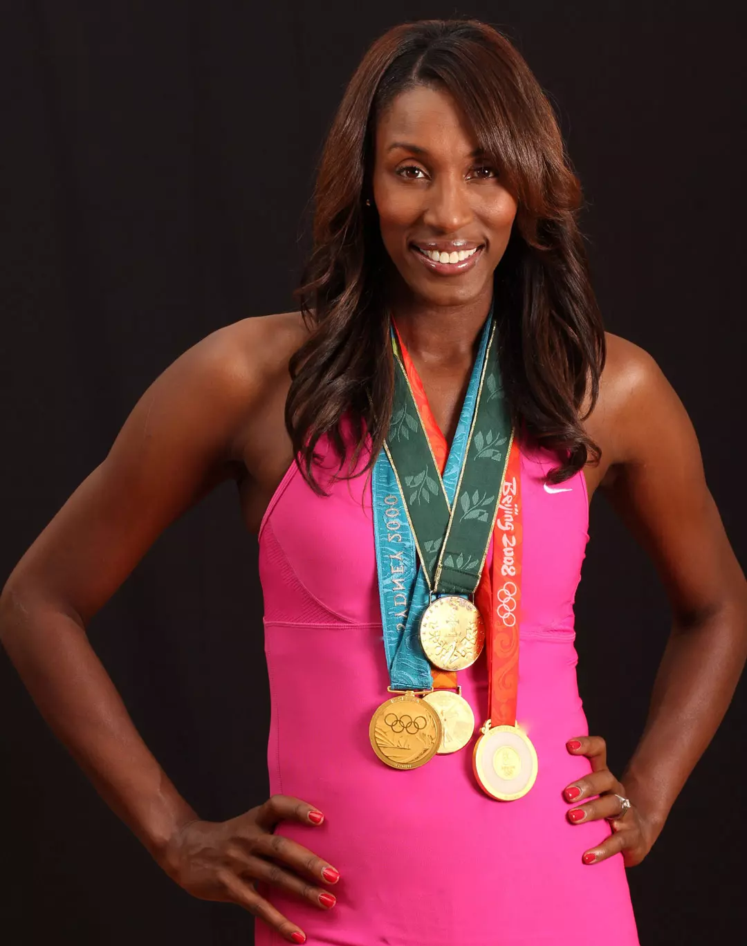 LISA LESLIE WEARING MEDALS