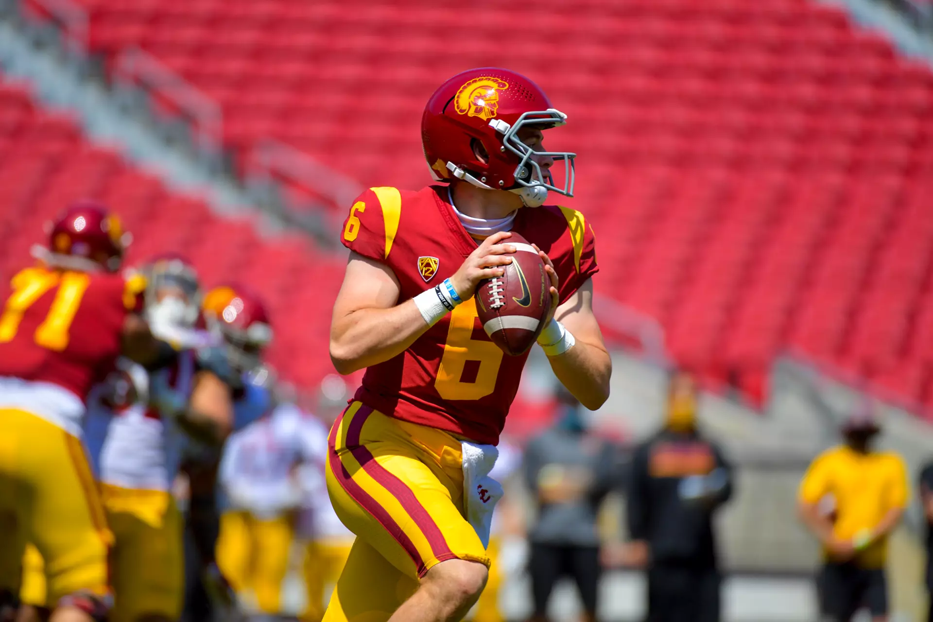 Miller Moss at spring football showcase