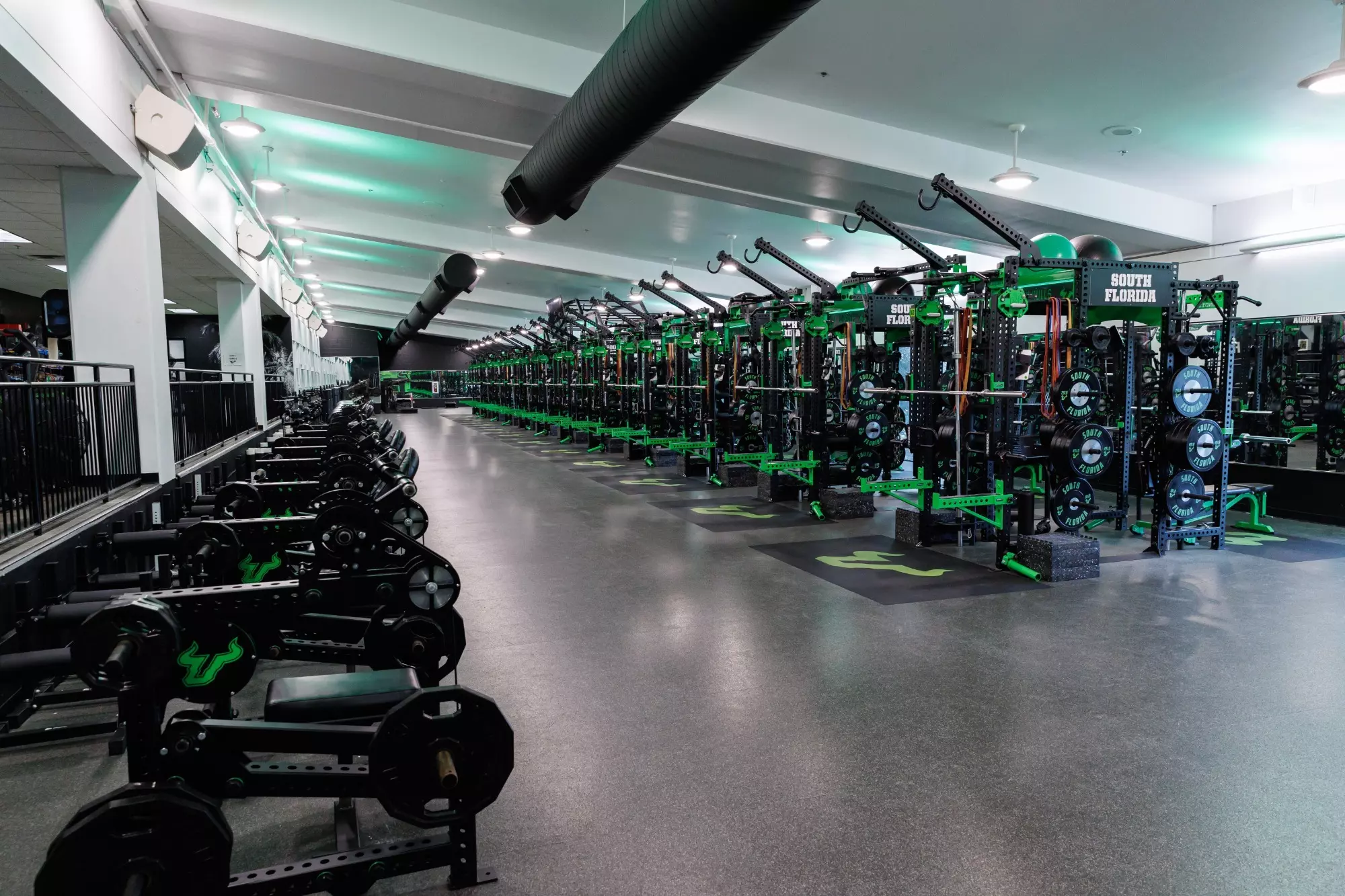 The weight room at the Lee Roy Selmon Athletics Center photographed on December 19, 2024.
(Carl Schmid / University of South Florida Athletics)
