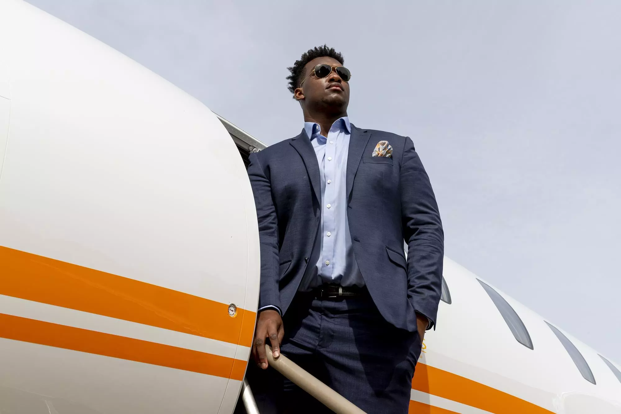 KNOXVILLE, TN - AUGUST 27, 2020 - Offensive lineman Jerome Carvin #75 of the Tennessee Volunteers during a photoshoot at TAC Air in Knoxville, TN. Photo By Andrew Ferguson/Tennessee Athletics