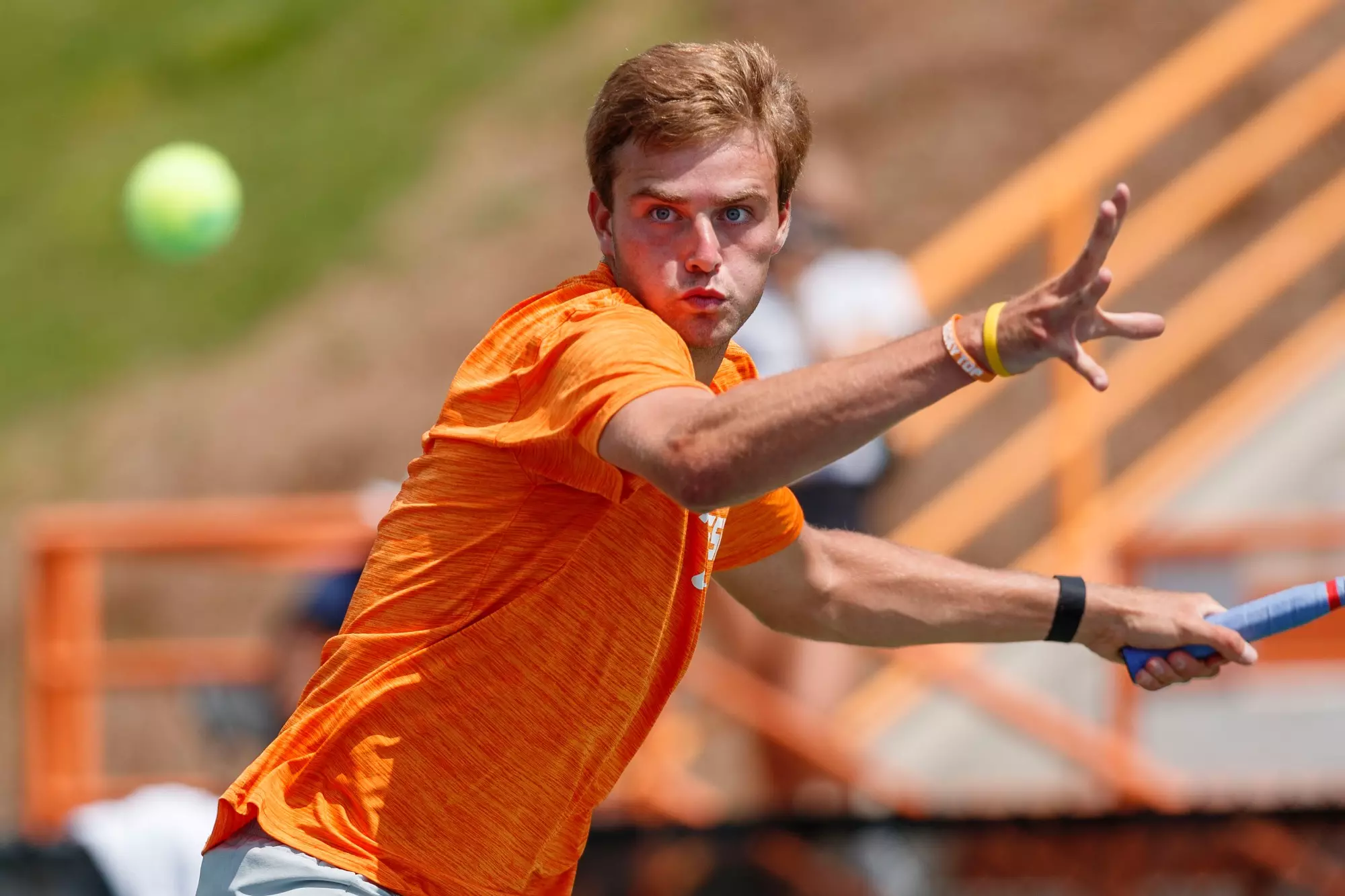 KNOXVILLE, TN - May 11, 2024 - Johannus Monday of the Tennessee Volunteers during the 2024 NCAA Men?s Tennis Tournament Super Regional match between the Florida State Seminoles and the Tennessee Volunteers at Barksdale Stadium in Knoxville, TN. Photo By Ian Cox/Tennessee Athletics