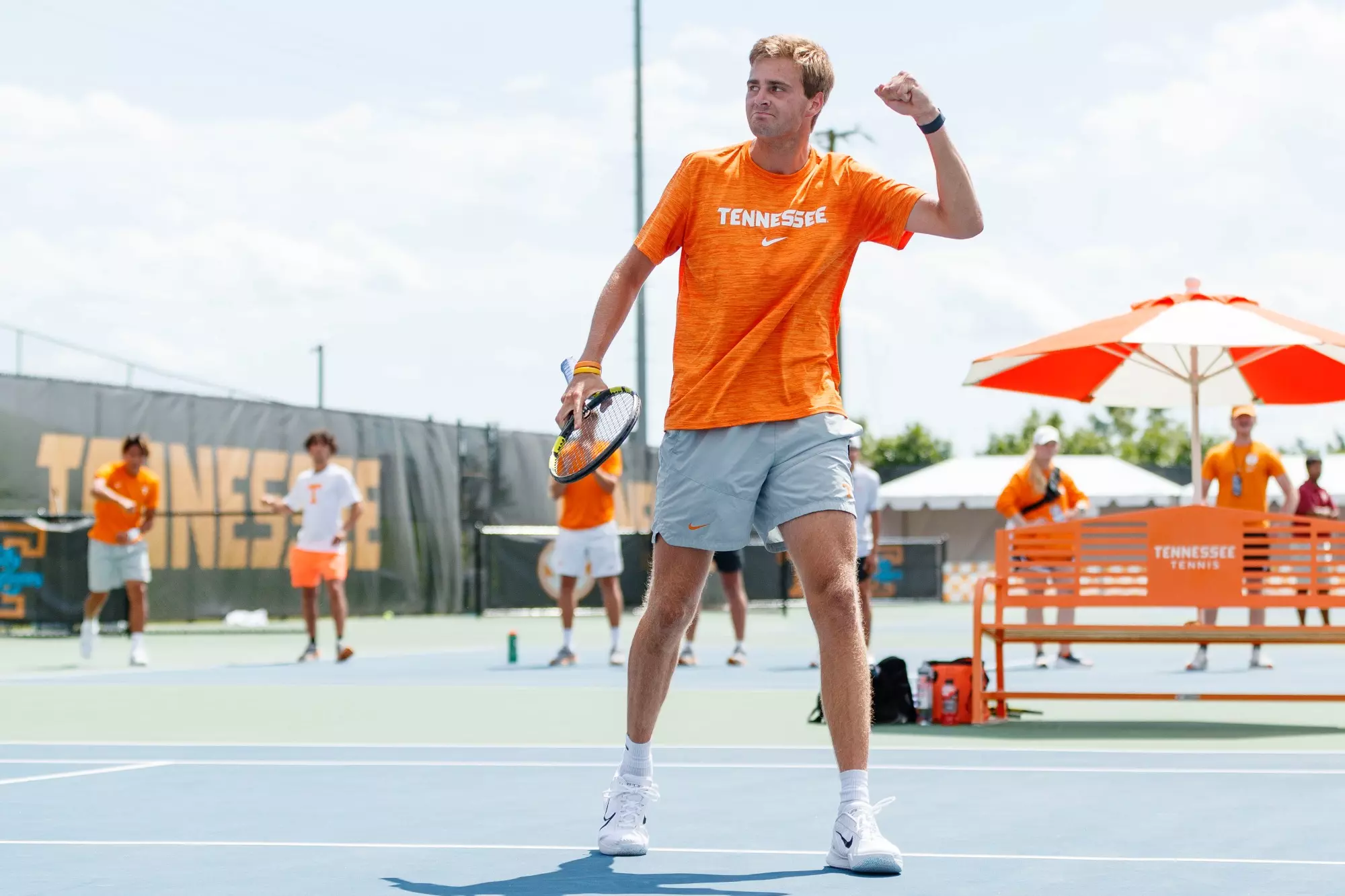 KNOXVILLE, TN - May 11, 2024 - Johannus Monday of the Tennessee Volunteers during the 2024 NCAA Men?s Tennis Tournament Super Regional match between the Florida State Seminoles and the Tennessee Volunteers at Barksdale Stadium in Knoxville, TN. Photo By Ian Cox/Tennessee Athletics