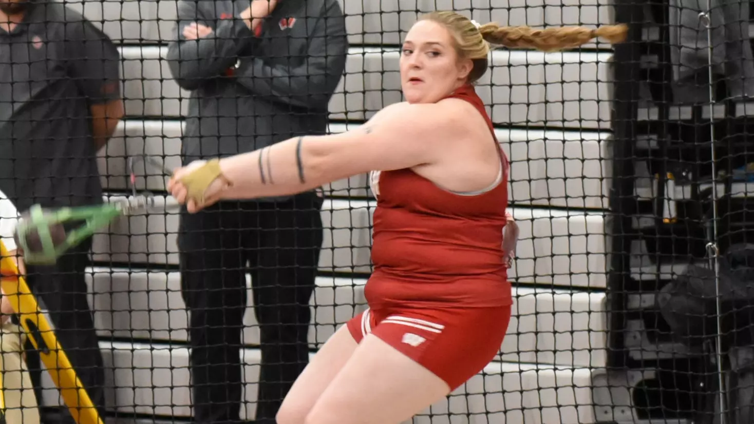 Chloe Lindeman competes in the weight throw