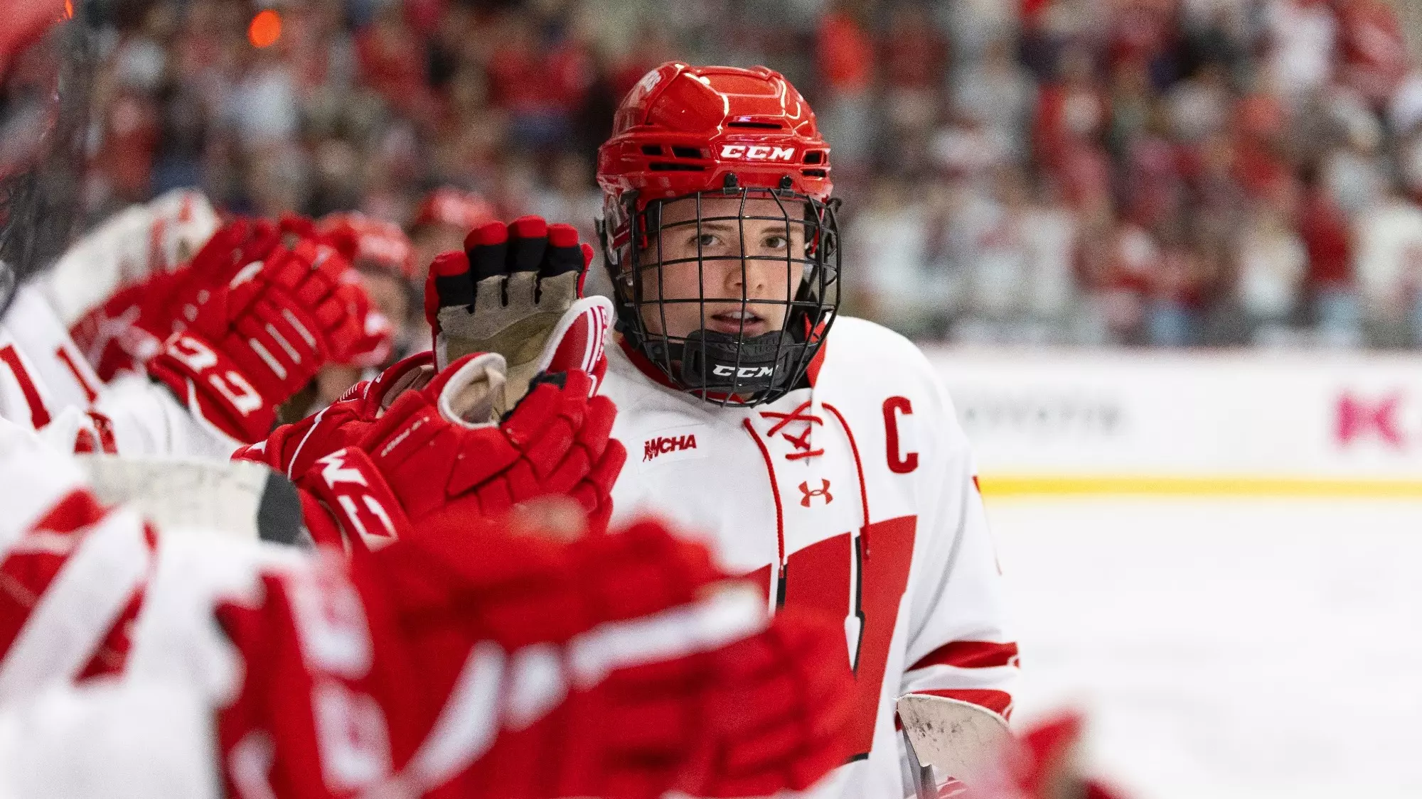 Britta Curl celebrates a goal