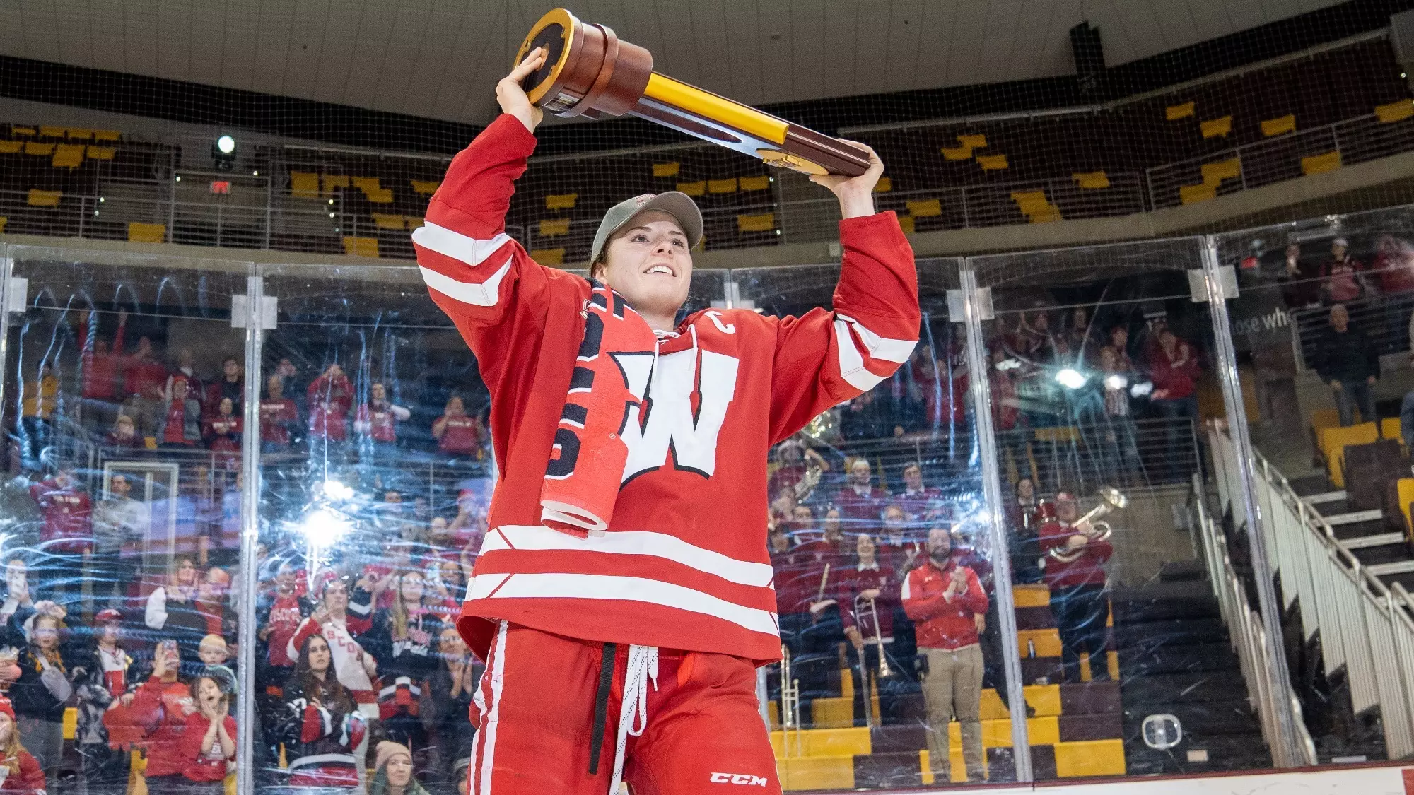 Britta Curl with the 2023 NCAA Championship trophy