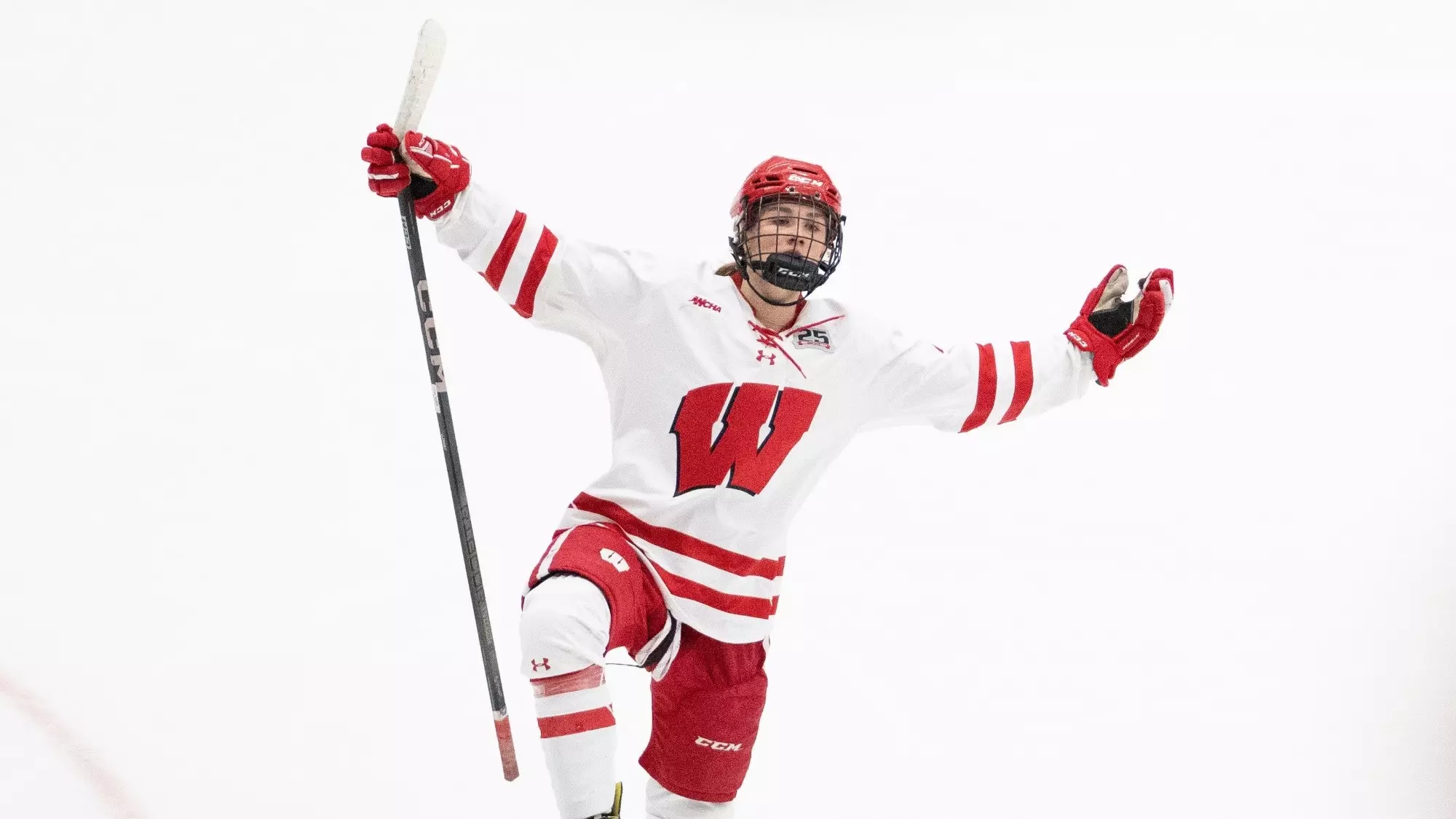 Caroline Harvey celebrates a goal on Feb. 4 against St. Cloud