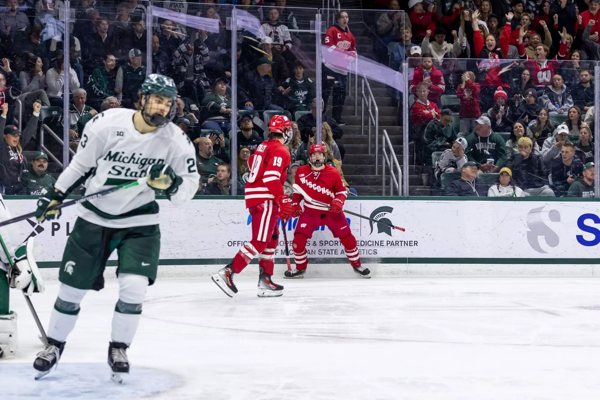 Ryan Botterill celebrates a goal at Michigan State