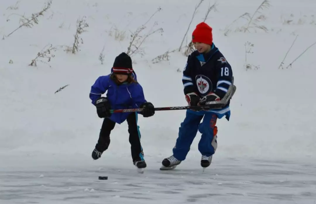 Ryan Botterill skating outside with his family