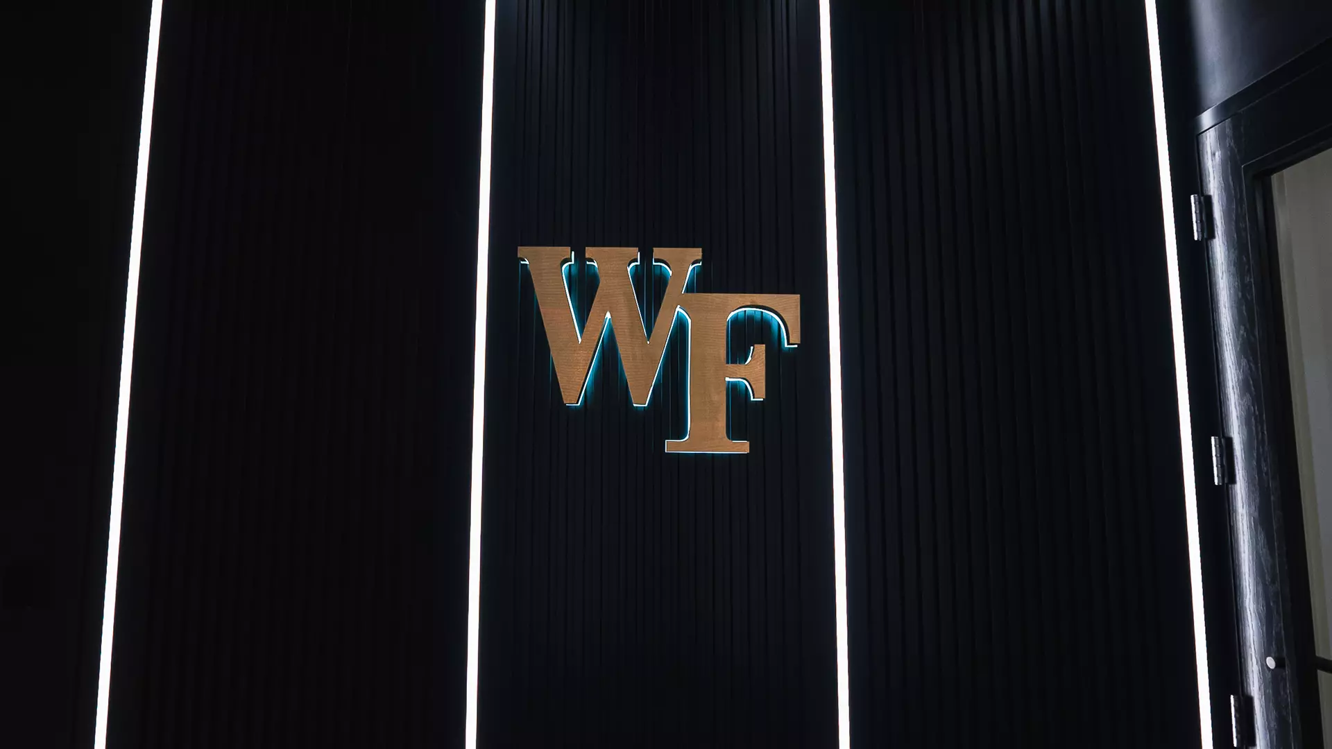 Backlit WF outside of MBB Clubhouse