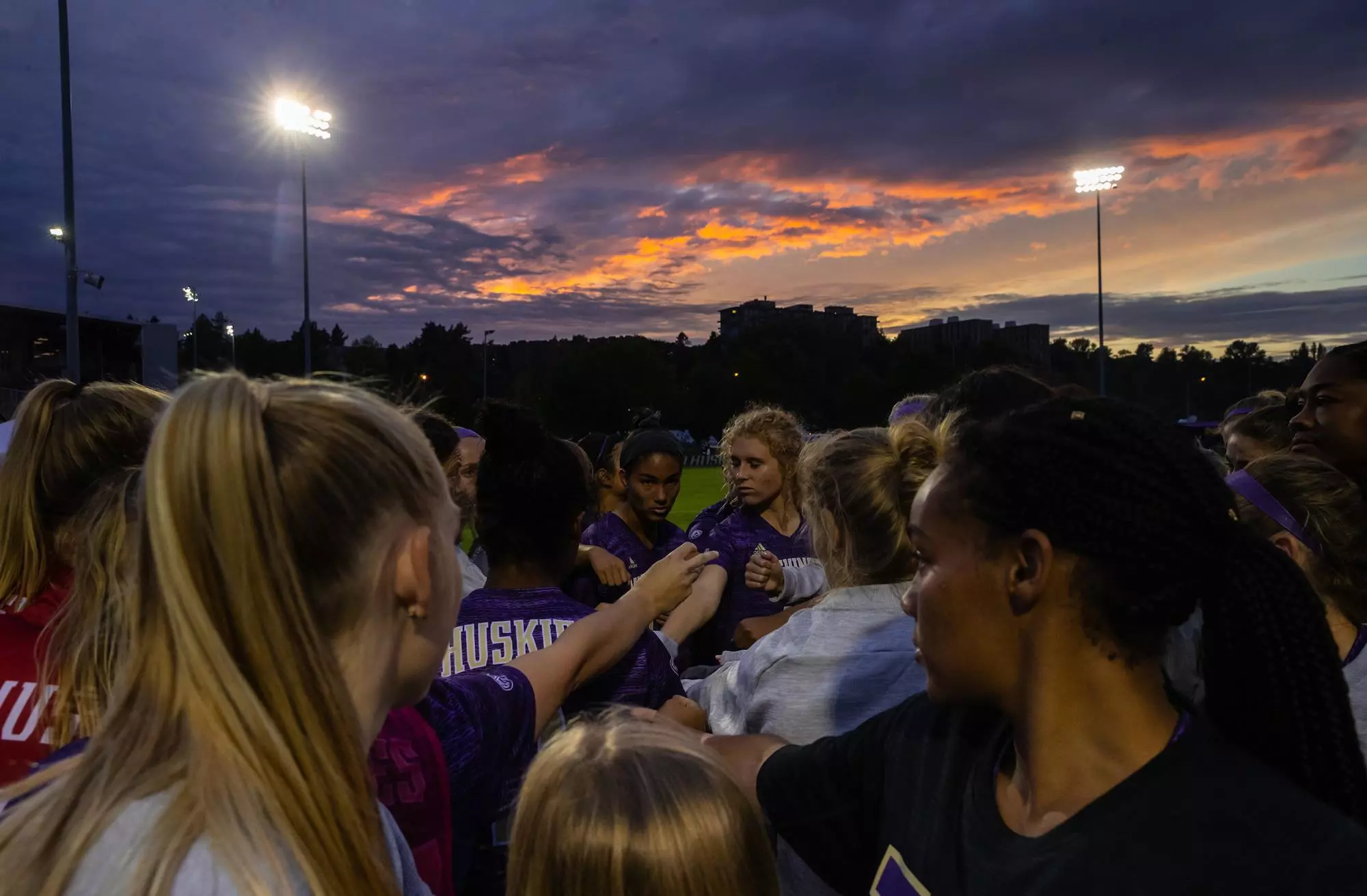 University of Washington women's soccer team hosts Portland at Husky Soccer Stadium on Friday, August 23, 2019, in Seattle. (Stephen Brashear/Red Box Pictures)