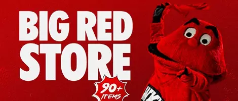 Graphic announcing the Big Red Store, which features 90+ items and is open until June 15.