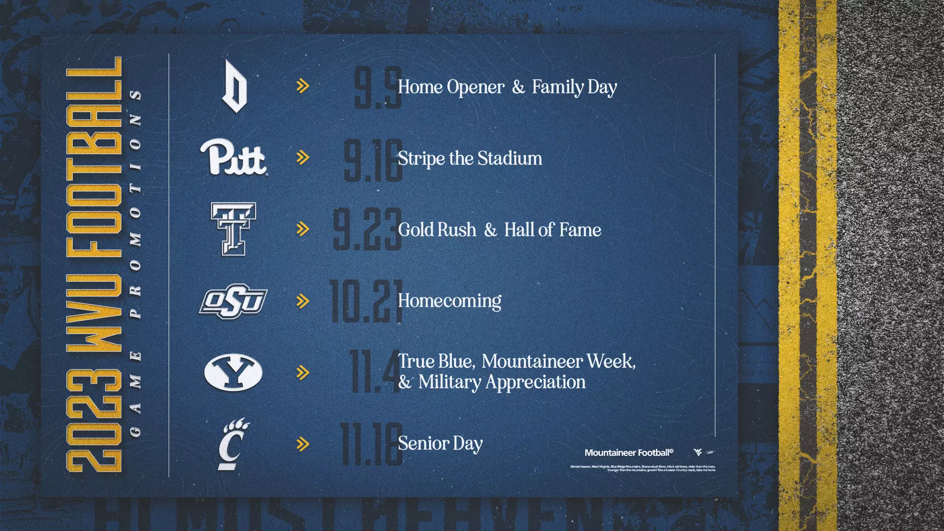 2023 Football Game Promotions Announced - West Virginia University Athletics 2023-football-game-promotions-announced-west-virginia-university-athletics