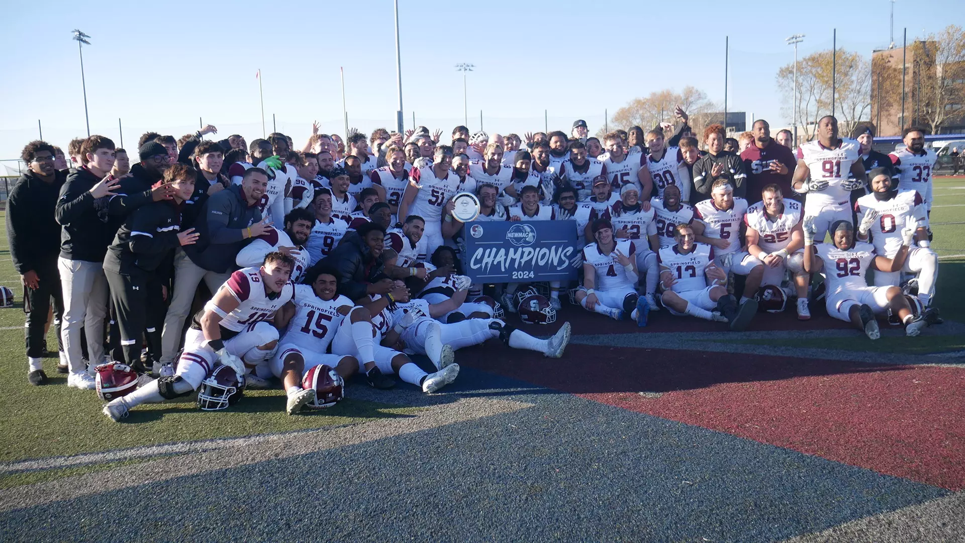 Springfield Maroons FOUR-STRAIGHT - No. 20 Football Wins NEWMAC Championship With 55-20 Win ...