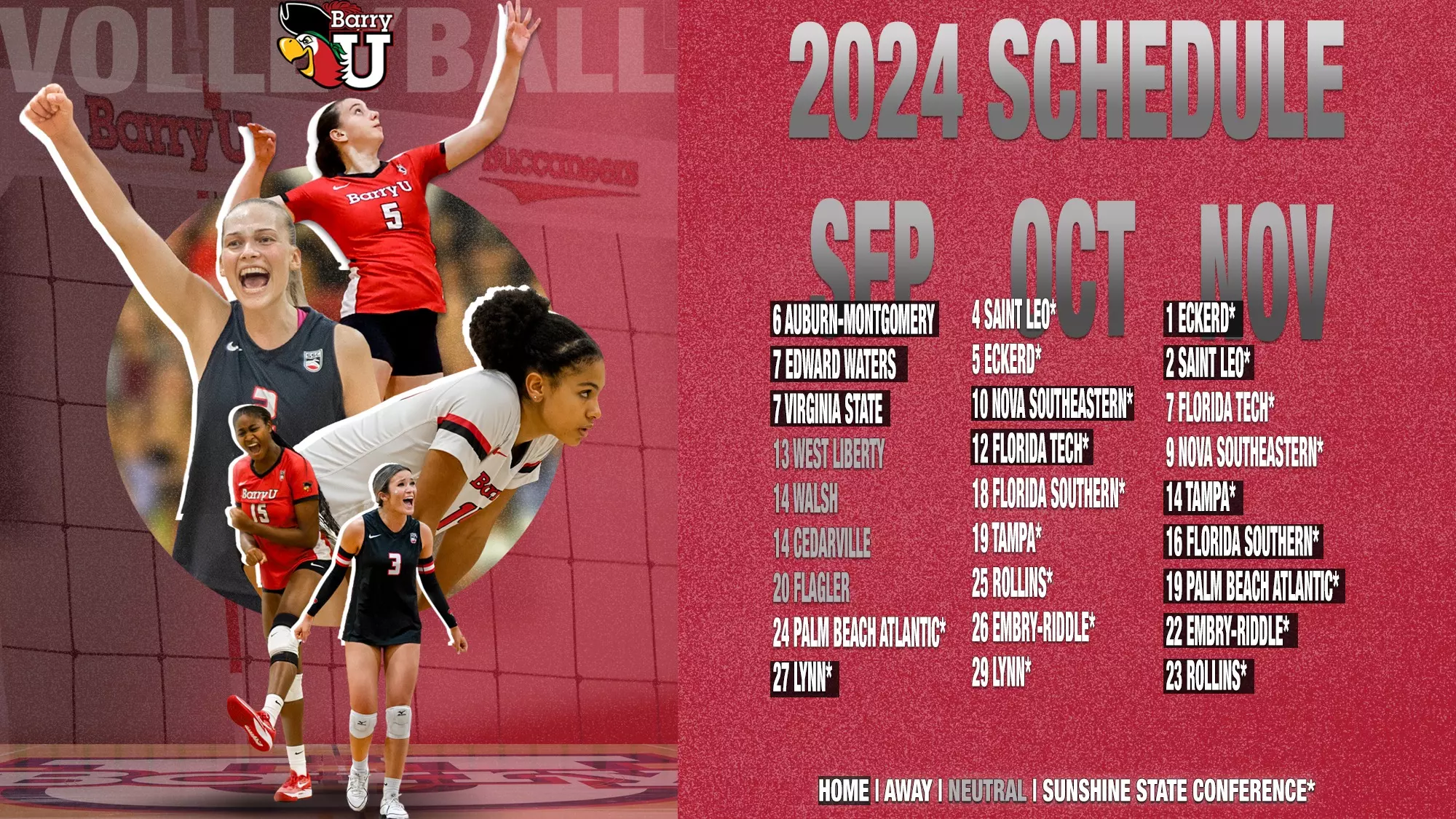 Yelin Announces 2024 Women's Indoor Volleyball Schedule Barry