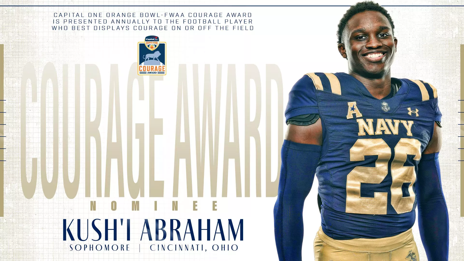 Kush'i Abraham - Football - Naval Academy Athletics