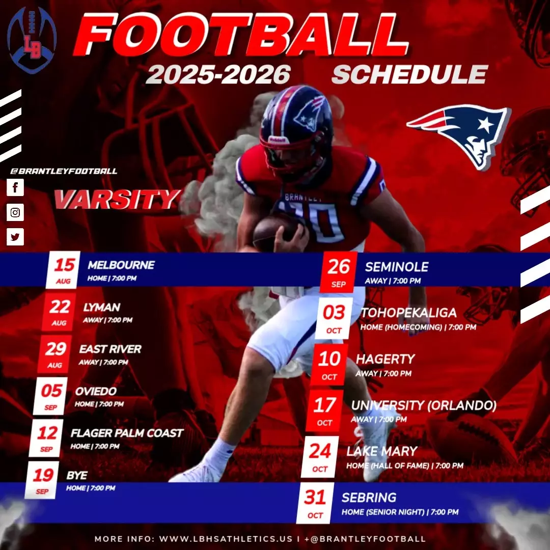 LBHS Football Schedule 2025-2026 - Lake Brantley High School