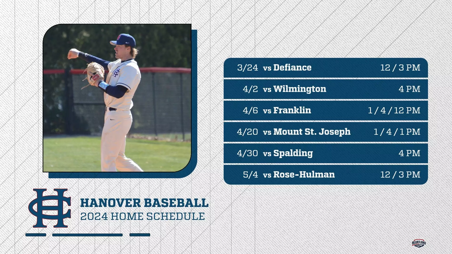 Hanover Baseball Baseball announces 2024 schedule - Hanover College