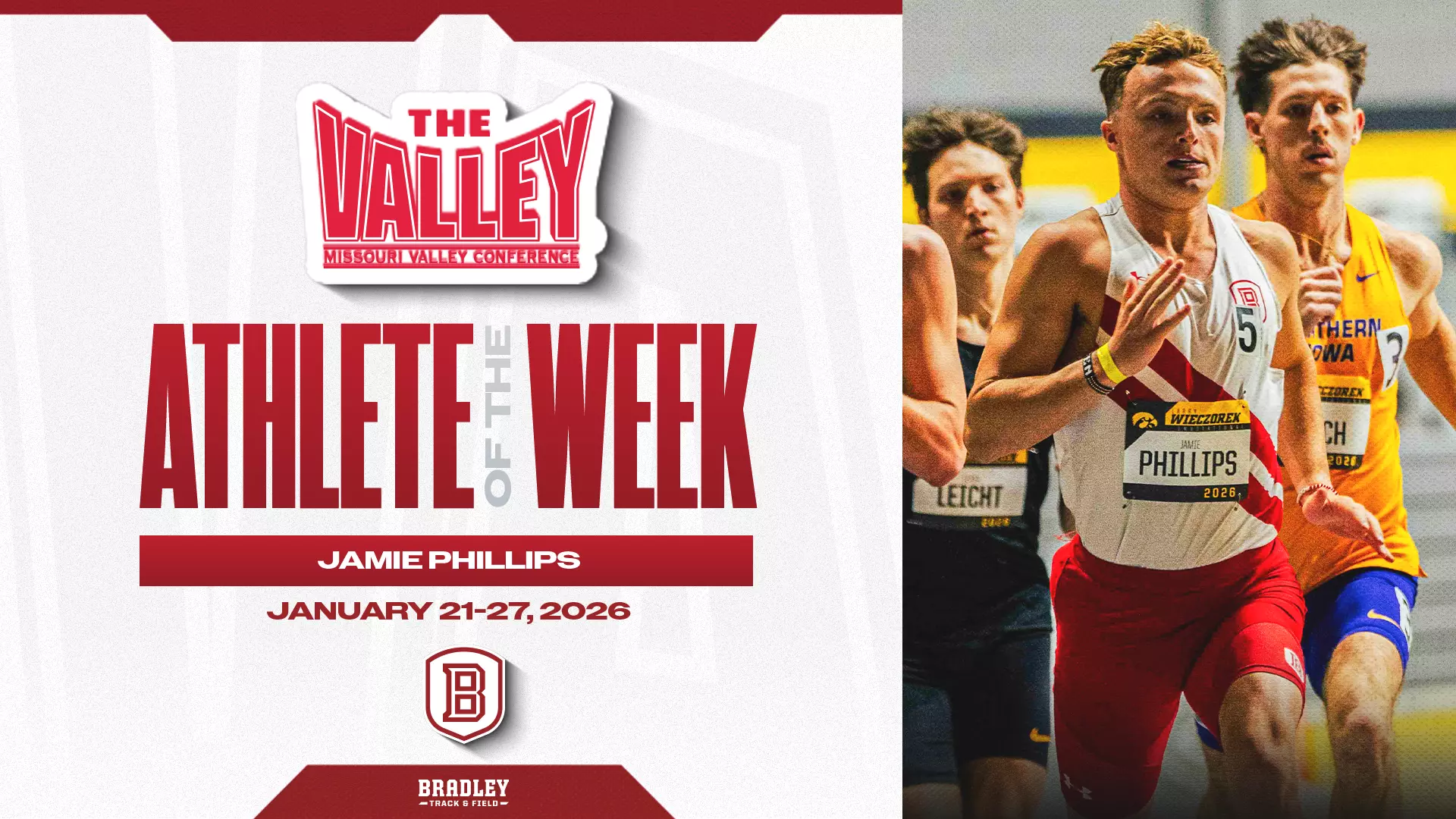 Jamie Phillips named MVC Men's Track Athlete of the Week - Bradley ...