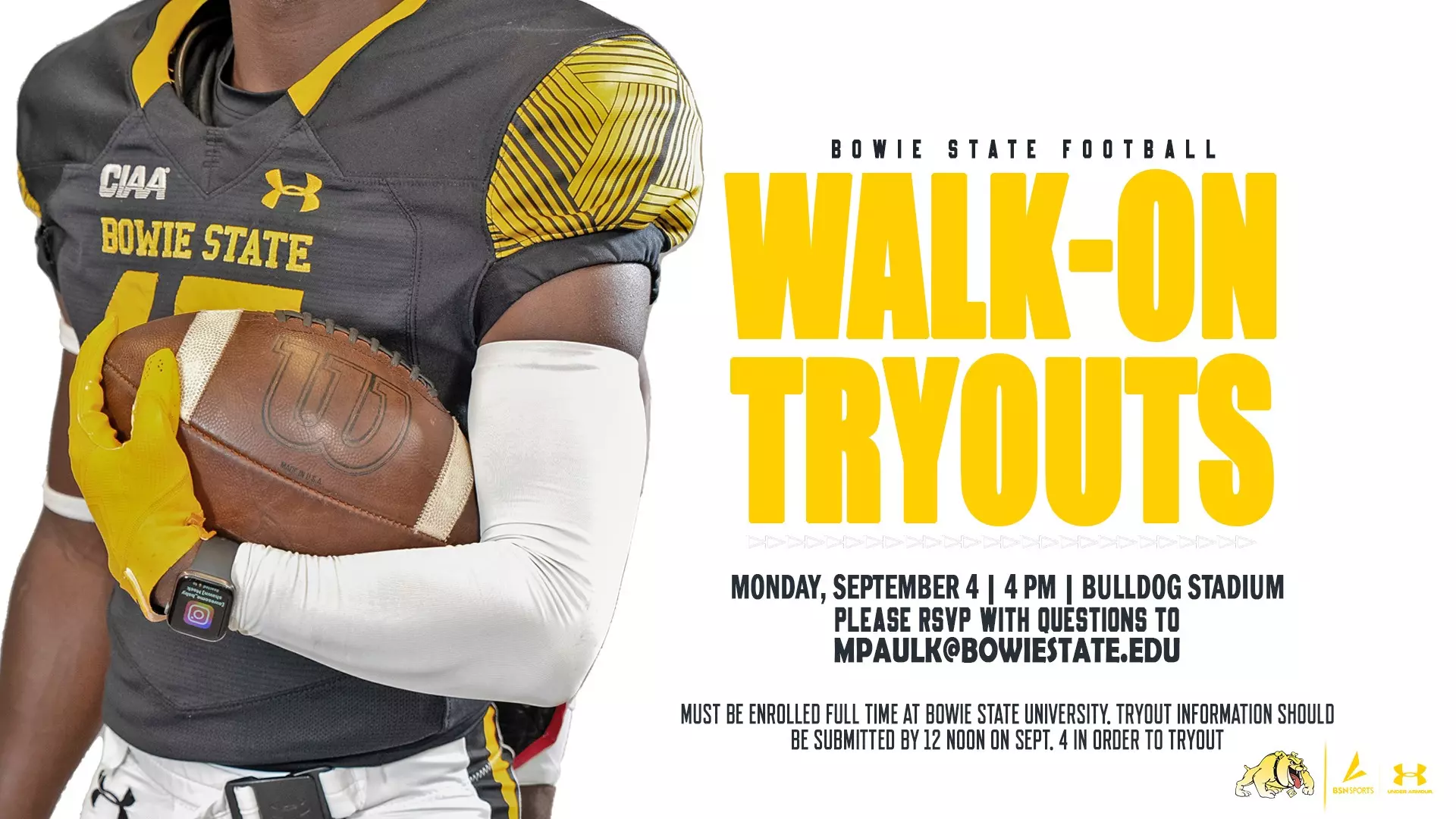 Football In Store Tryon Football to Hold Walk-On Tryouts on Sept. 4 - Bowie State University ...