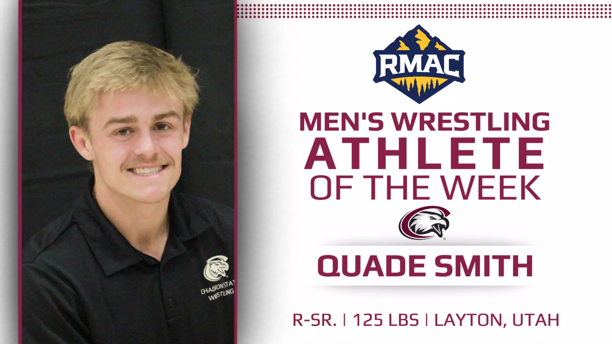 Quade Smith Wins RMAC Wrestler of the Week - Chadron State College ...