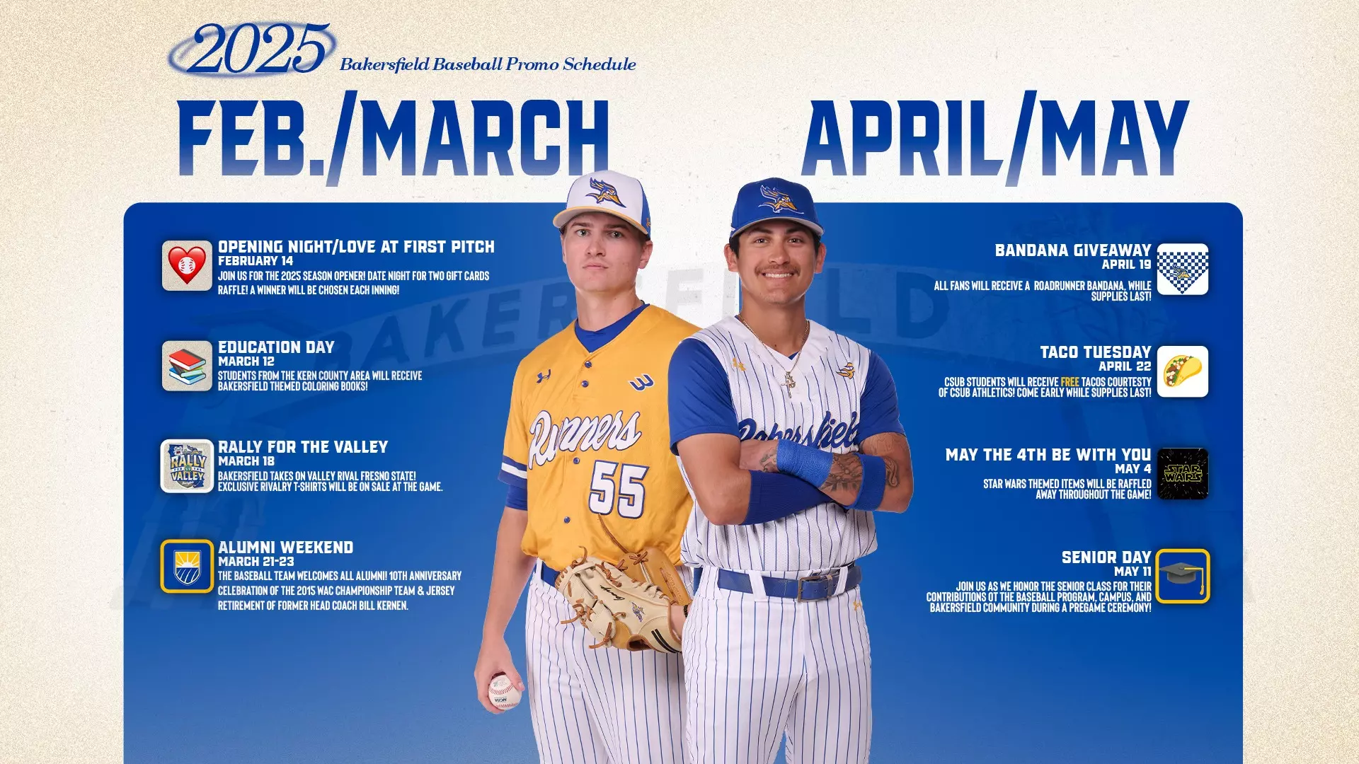 2025 Roadrunner Baseball Promotional Schedule California State Piedmont Baseball Schedule 2025 Season