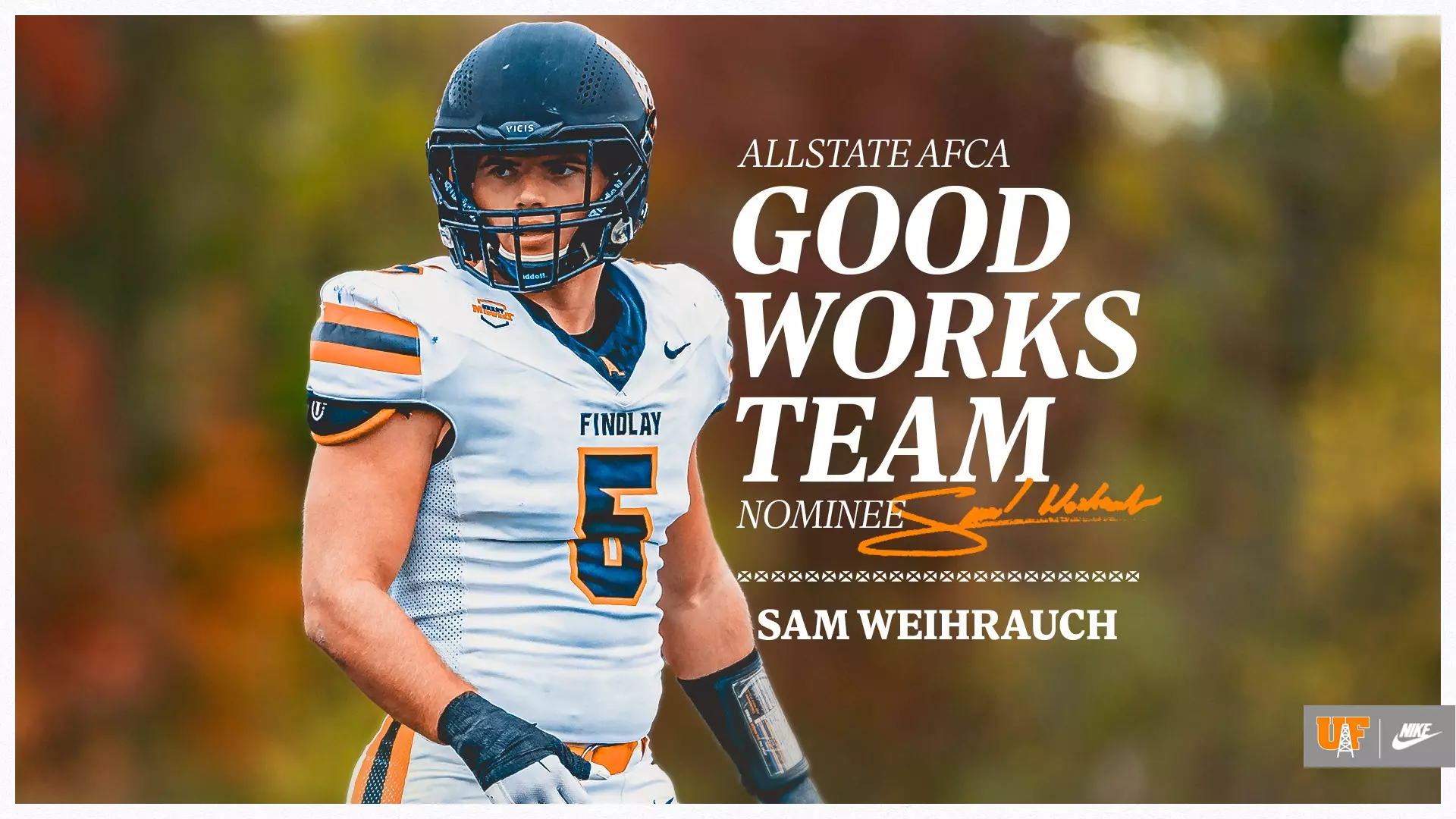 Samuel Rauch Sam Weihrauch Nominated for AFCA's Allstate Good Works Team ...