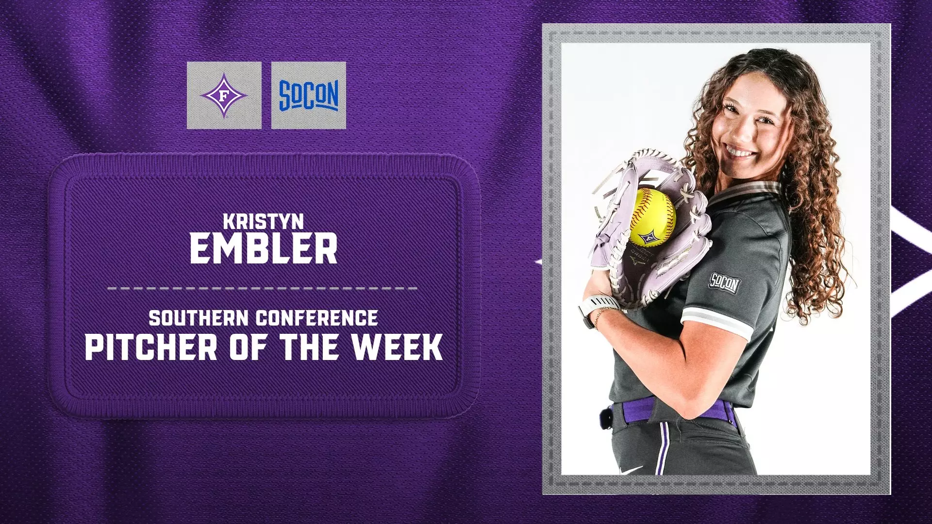 Mike Embler Embler Named SoCon Softball Pitcher Of The Week - Furman University