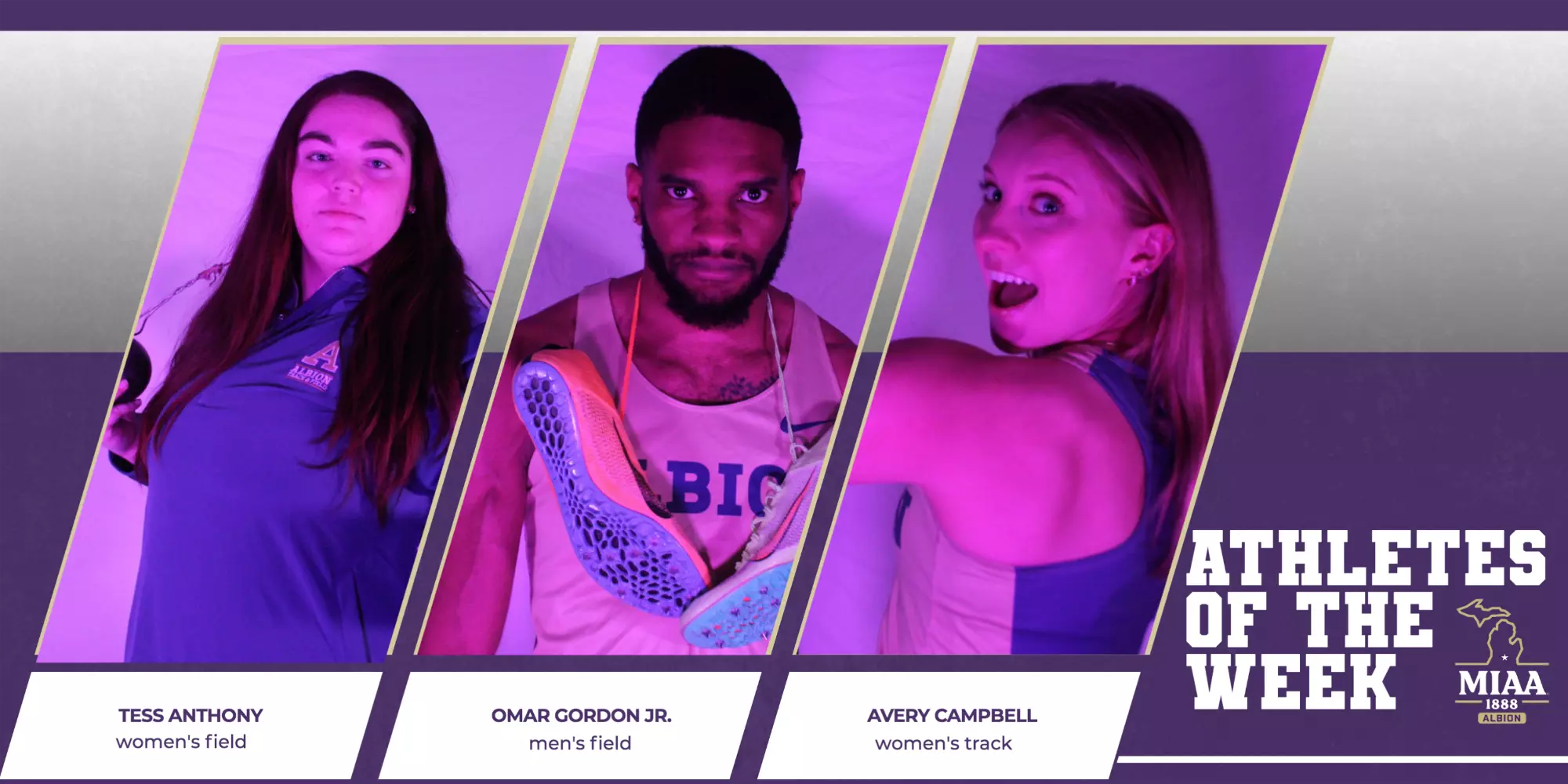 Amber Rodan Three from track and field earn Athlete of the Week honors - Albion College