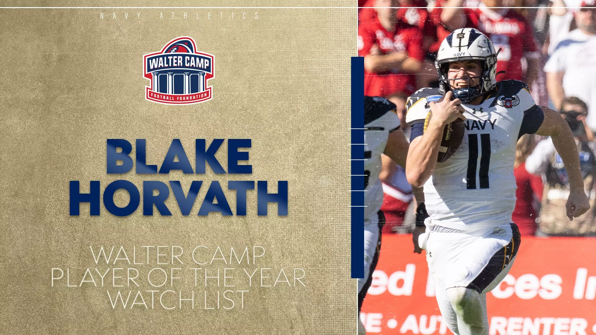 Navy Senior Quarterback Blake Horvath Named to the Walter Camp National ...