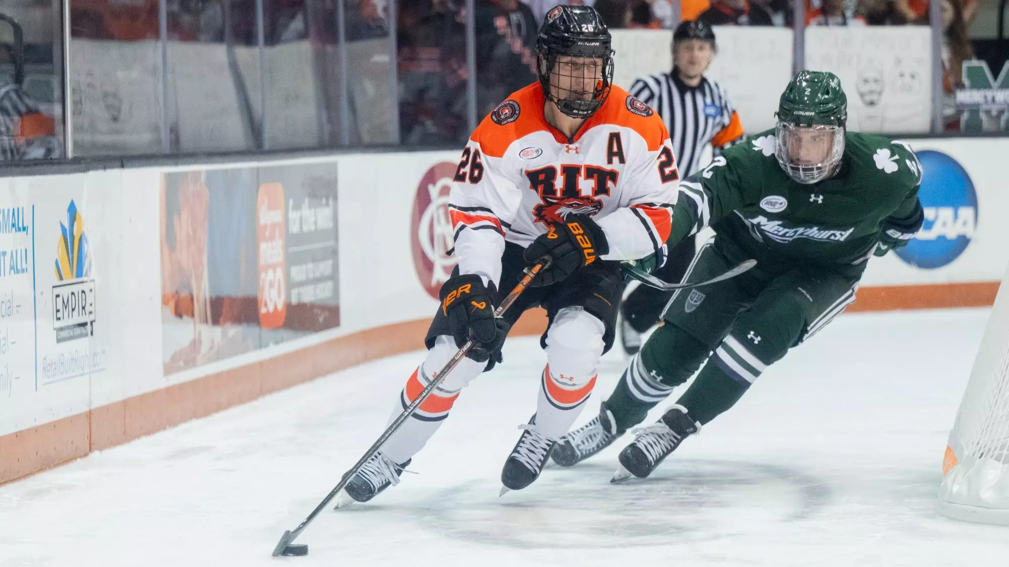 Mercyhurst Ice Rink No. 20 Men's Ice Hockey falls, 2-0, to Mercyhurst - Rochester Institute ...